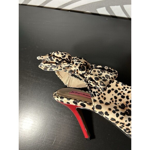 Betsey Johnson Irving Heels Leopard Animal Print big bow mobwife Shoes Size 6.5 - Picture 4 of 7